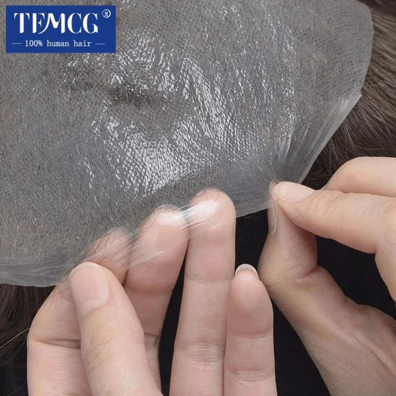 Male Hair Prosthesis Skin 0.02mm Base Toupee Men Wig Human Hair Wigs Undetectable Replacement Systems Men's Capillary Prothesis