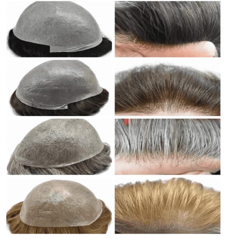 Male Hair Prosthesis Skin 0.02mm Base Toupee Men Wig Human Hair Wigs Undetectable Replacement Systems Men's Capillary Prothesis