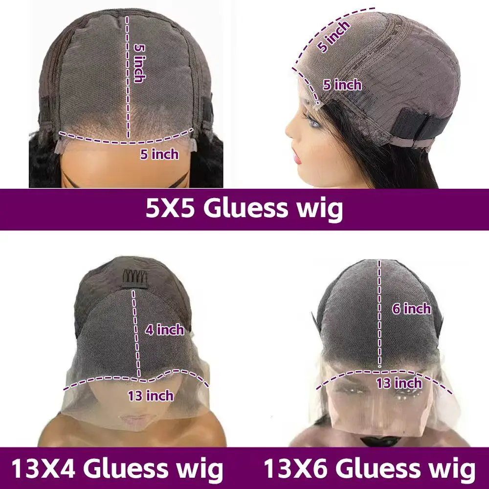 250 Density 30 40 Inch 5x5 Bone Straight Lace Frontal Wigs 13X4 13X6 Hd Transparent Lace Frontal Human Hair Wigs For Woman Human Hair Easy-Go Glueless