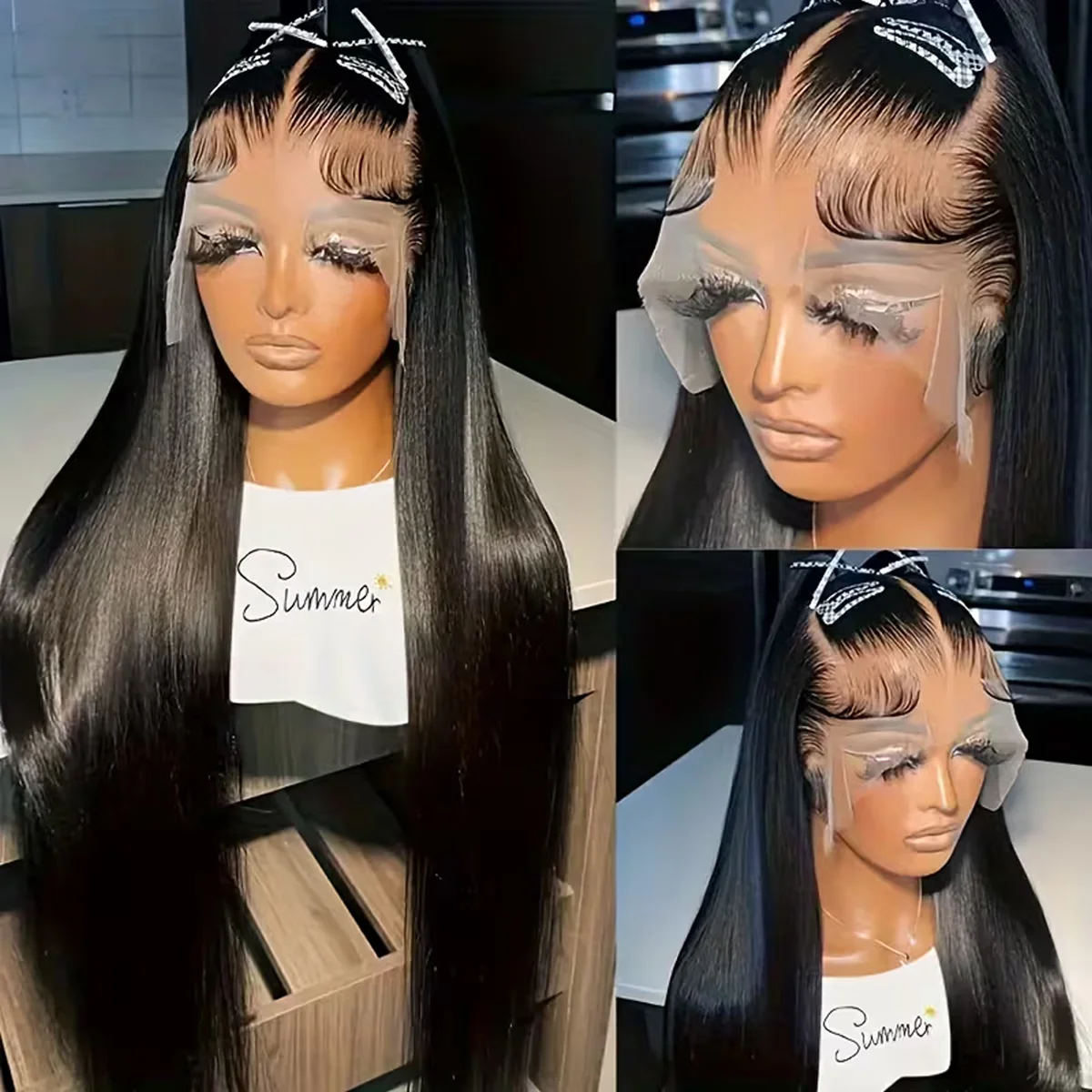 250 Density 30 40 Inch 5x5 Bone Straight Lace Frontal Wigs 13X4 13X6 Hd Transparent Lace Frontal Human Hair Wigs For Woman Human Hair Easy-Go Glueless