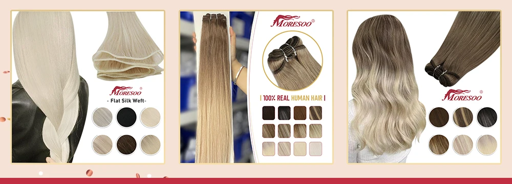 Moresoo Human Hair Bundles Ombre Sew in Extensions Remy Brazilian Hair Natural Straight 100G Hair for Women 100% Real Human Hair