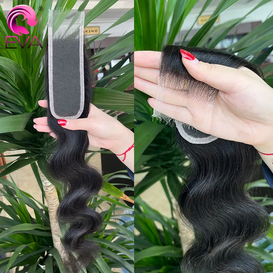 Eva Hair Invisible Real HD Lace Frontal Only Full 13x4 Melt Skins Pre Plucked 5x5 HD Lace Closures Human Hair Straight & Body Wave 2x6 HD Lace Closure Natural Black