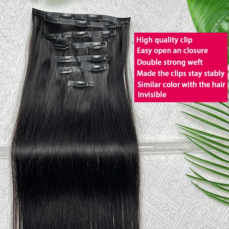 Vietnamese PU Clip in Extensions Human Hair Straight Hair Seamless Skin Weft Clip-in Hair 100% Raw Virgin Human Hair Full Head