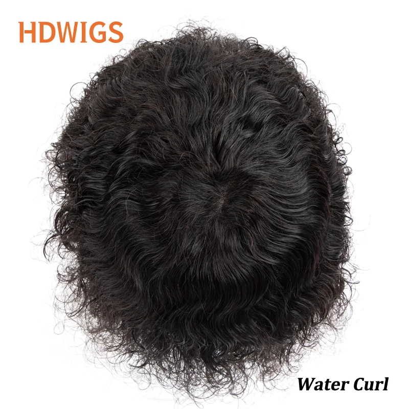 Afro Men's Capillary Prothesis Water Curly Man Toupee Indian Human Hair System Units 25mm Curl Human Hair Toppers Natural Color