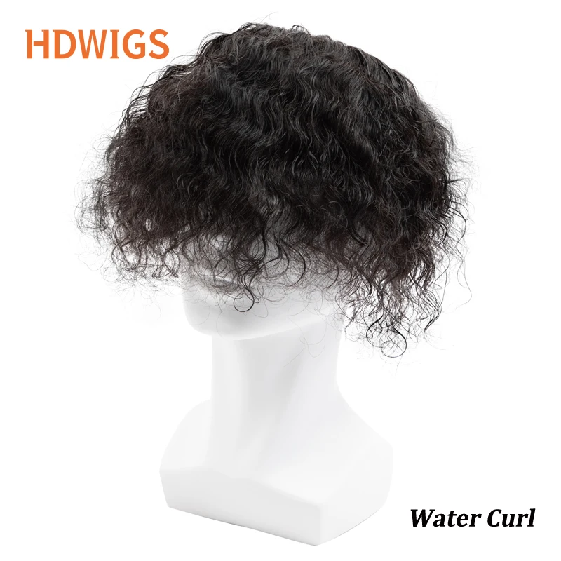 Afro Men's Capillary Prothesis Water Curly Man Toupee Indian Human Hair System Units 25mm Curl Human Hair Toppers Natural Color