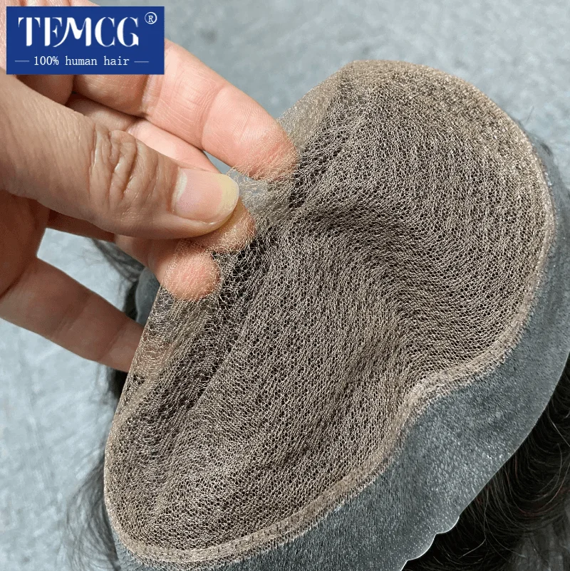 Promotion Australia-Double Layers Male Hair Prosthesis Human Hair Toupee Men's Wig Lace PU Base Breathable System Wigs For Men