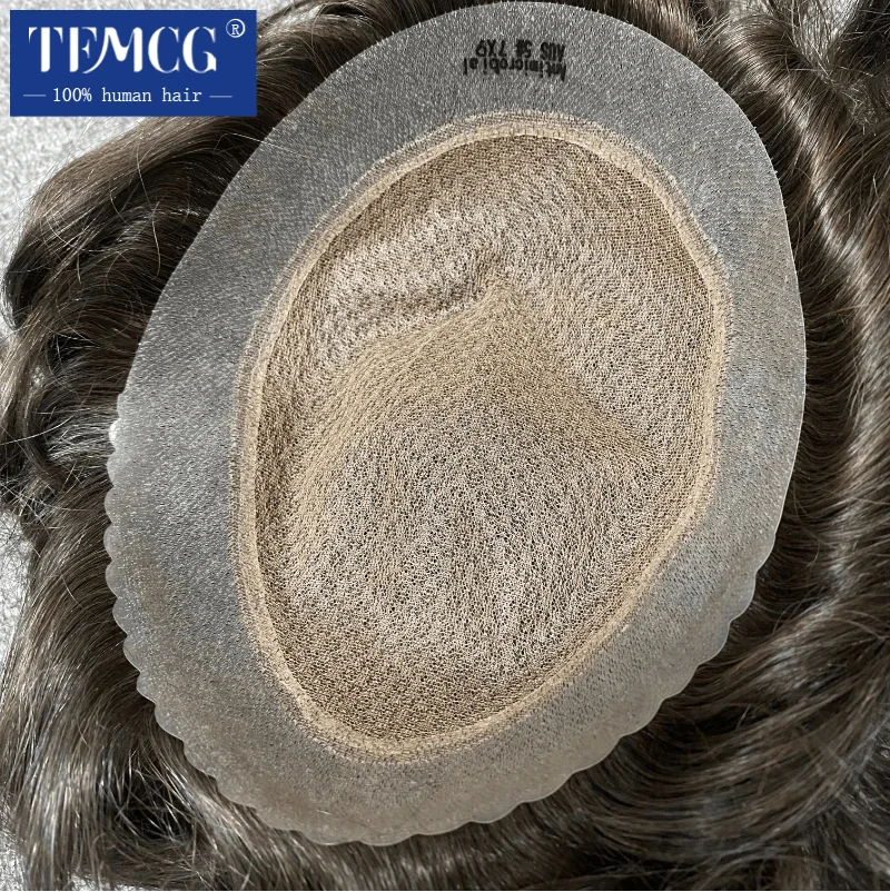 Promotion Australia-Double Layers Male Hair Prosthesis Human Hair Toupee Men's Wig Lace PU Base Breathable System Wigs For Men