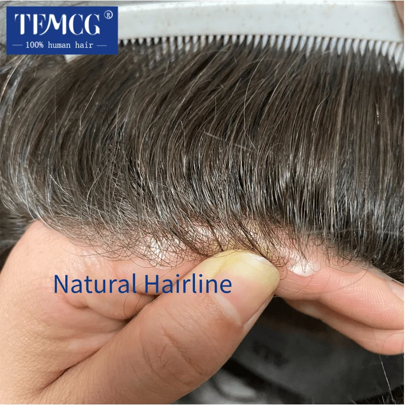 Promotion Australia-Double Layers Male Hair Prosthesis Human Hair Toupee Men's Wig Lace PU Base Breathable System Wigs For Men
