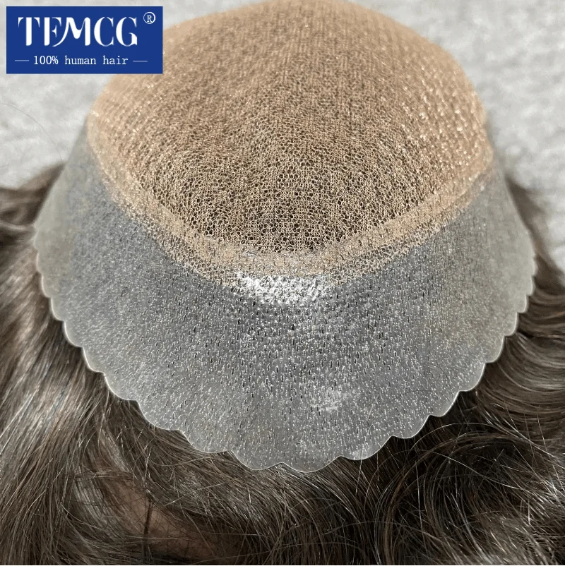 Promotion Australia-Double Layers Male Hair Prosthesis Human Hair Toupee Men's Wig Lace PU Base Breathable System Wigs For Men