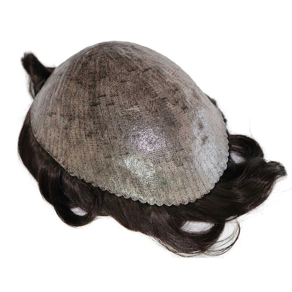 Natural Human Hair Men Toupee Natural Hairline Durable Full PU 0.1mm Base Black Grey Undetectable Man Wigs Capillary Prosthesis