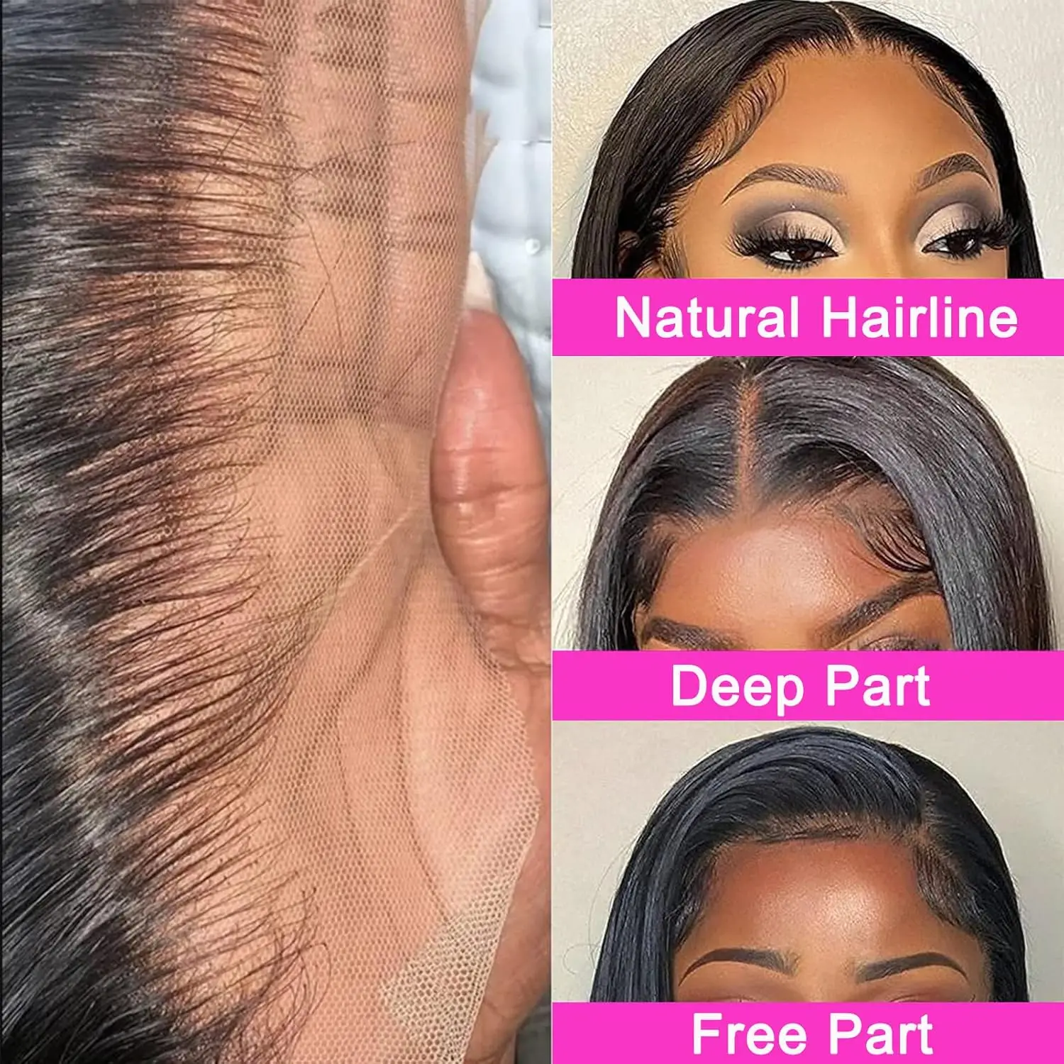 Straight Brazilian Human Hair 3 Bundles with 13x4 Frontal 100% Virgin Hair Natural Hairline Straight Bundles with 4x4 Closure