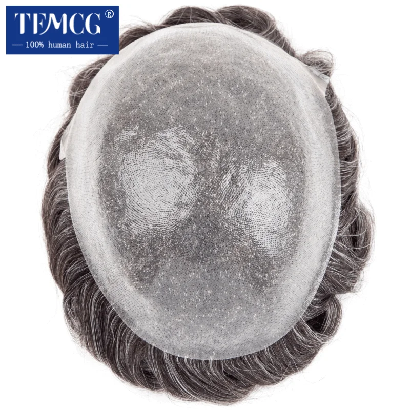 Double knotted Toupee Men 0.06-0.08mm PU Natural Hairline Men Wig Human Hair System Unit 6" Male Hair Prosthesis Soft Male Wig