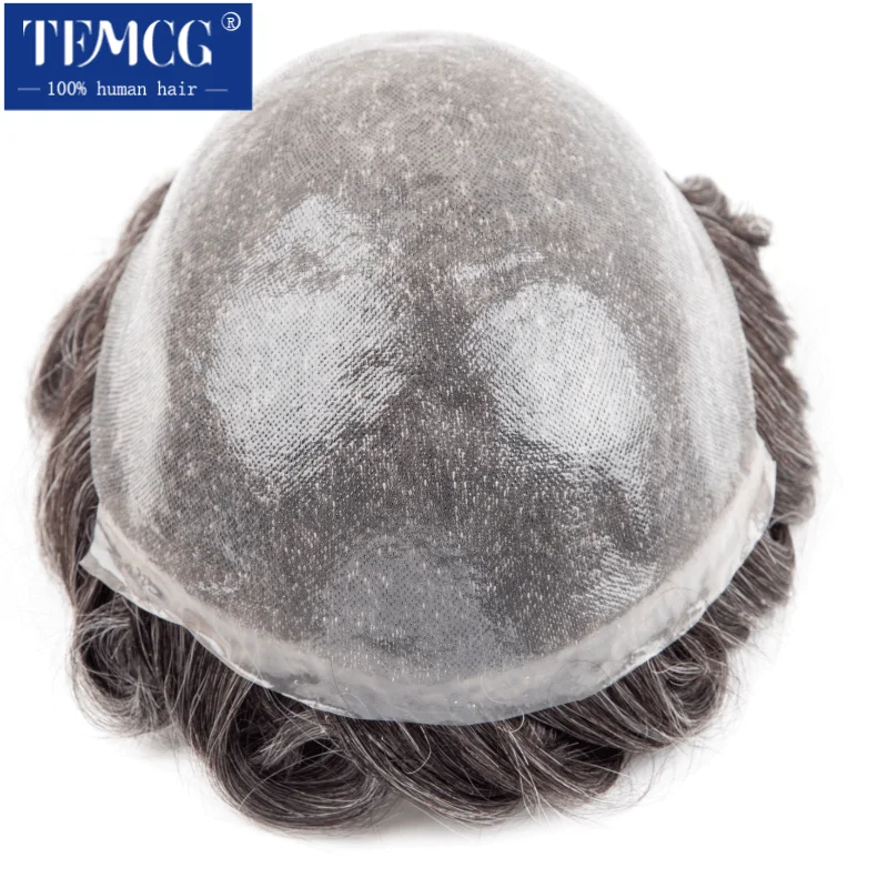 Double knotted Toupee Men 0.06-0.08mm PU Natural Hairline Men Wig Human Hair System Unit 6" Male Hair Prosthesis Soft Male Wig