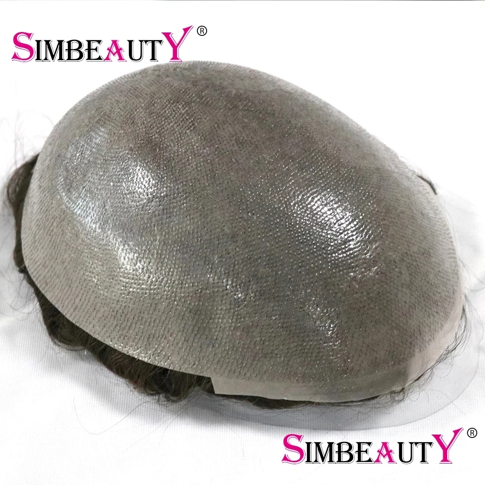 Natural Hairline 80%Density Super Thin 0.02mm Skin Invisible Grey 1B65 1B80 Men Toupee Real Human Hair Capillary Prosthes System