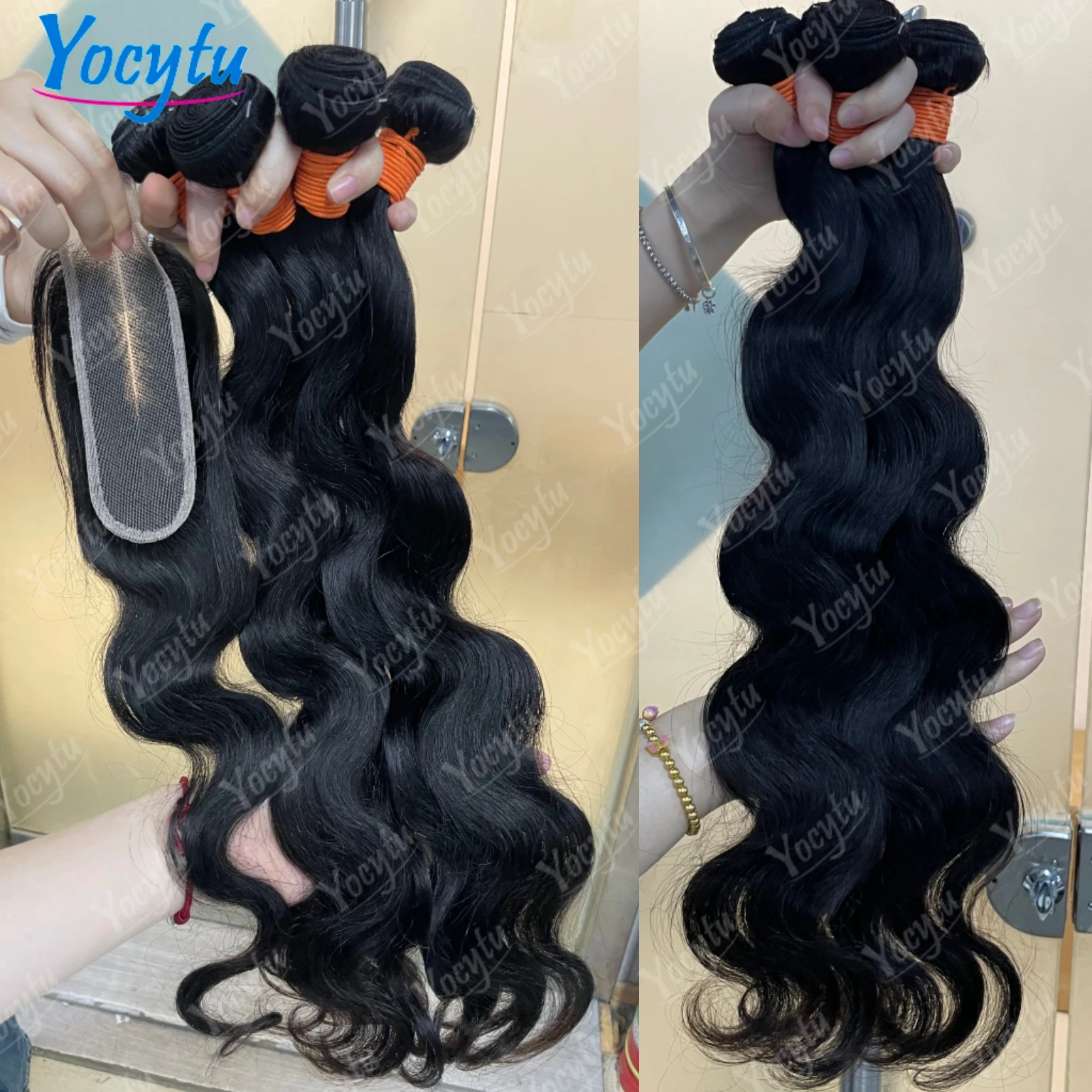 YOCYTU Human Hair Bundles With Closure 20 22 24 Inch Body Wave Bundles Human Hair With 2x6 HD Closure For Women 3 Days Delivery