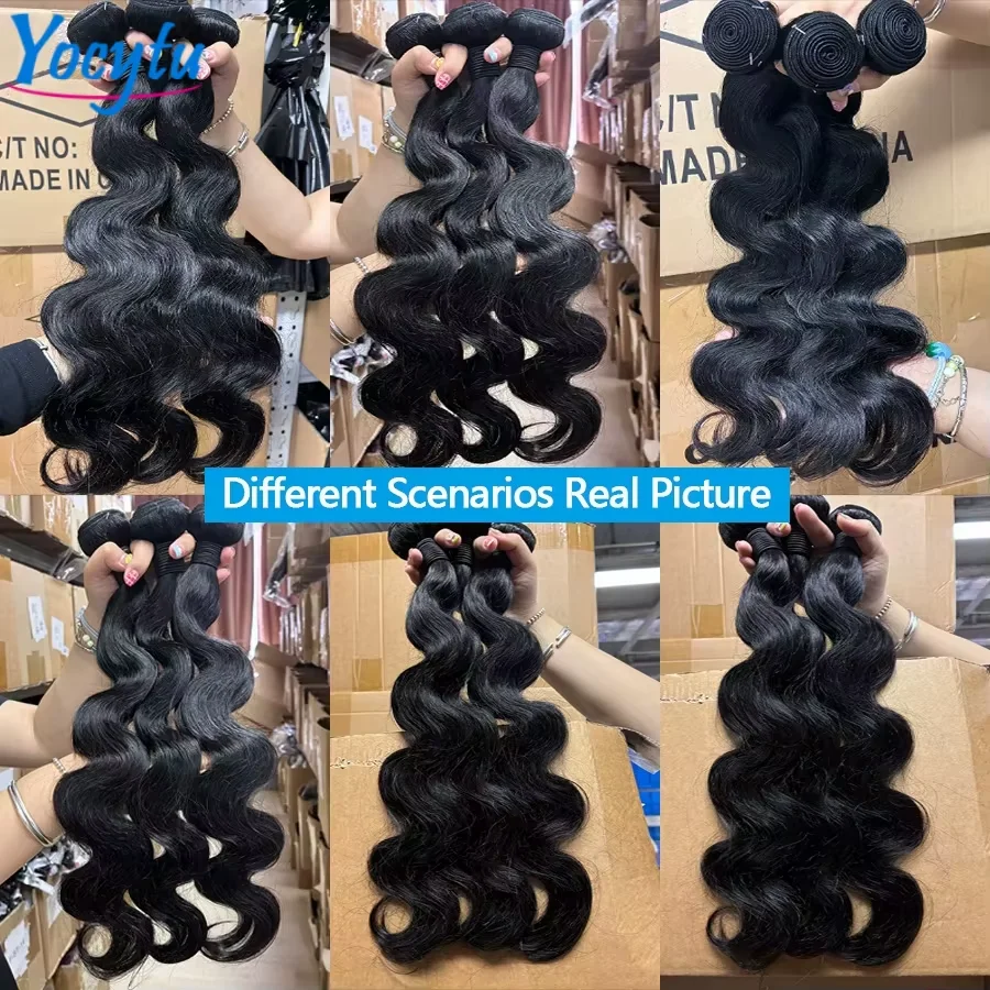 YOCYTU Human Hair Bundles With Closure 20 22 24 Inch Body Wave Bundles Human Hair With 2x6 HD Closure For Women 3 Days Delivery