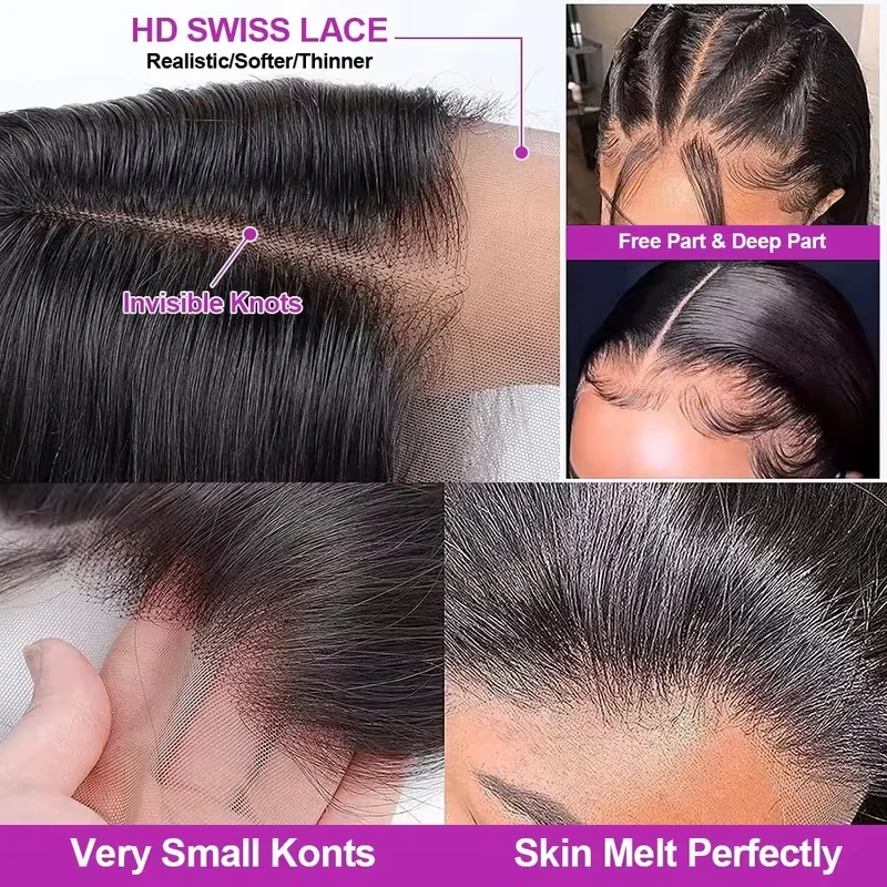 Bob Human Hair Wigs with HD Lace Front 13x6 200% Brazilian Hair Ready to Wear Natural Hairline  Soft and Full Hair Breathable and Lightweight Wig Cap