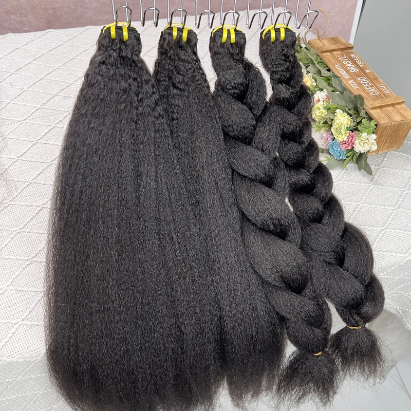 100% Human Hair Double Drawn Kinky Straight Bundles Vietnamese Hair Extensions Yaki Straight Raw Virgin Weave Bundles Human Hair