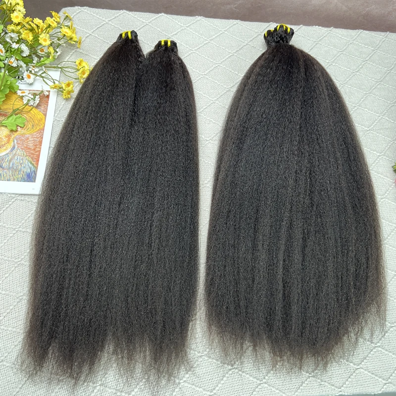 100% Human Hair Double Drawn Kinky Straight Bundles Vietnamese Hair Extensions Yaki Straight Raw Virgin Weave Bundles Human Hair