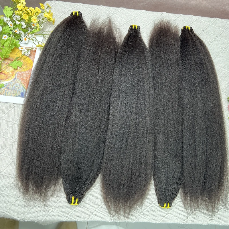 100% Human Hair Double Drawn Kinky Straight Bundles Vietnamese Hair Extensions Yaki Straight Raw Virgin Weave Bundles Human Hair
