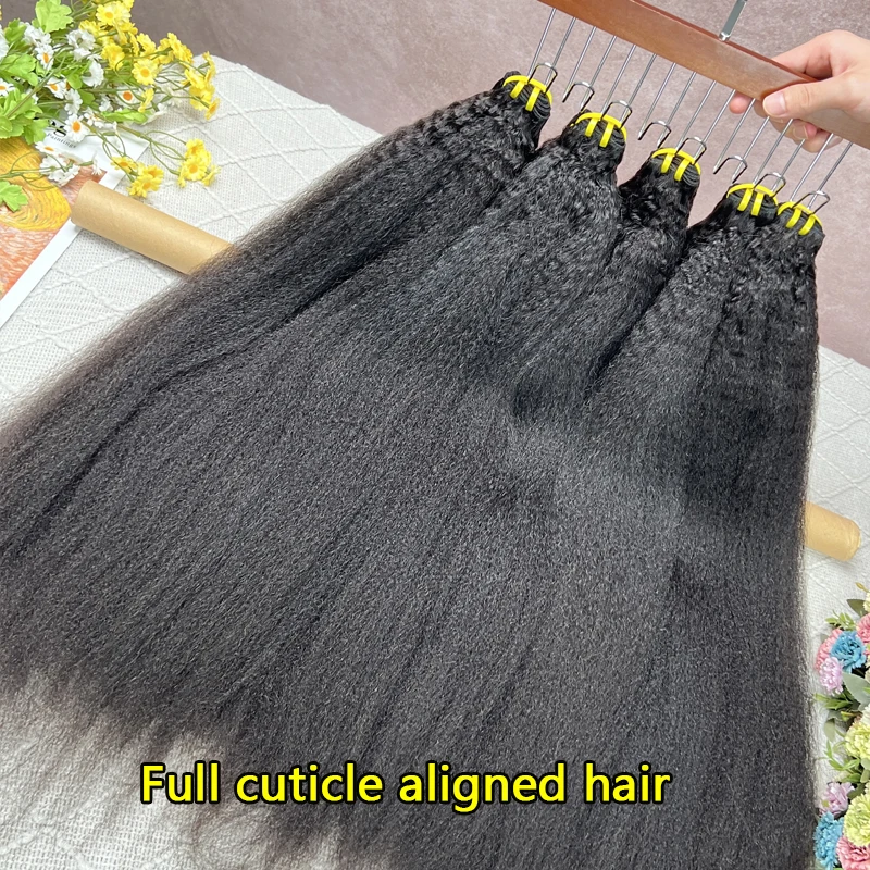 100% Human Hair Double Drawn Kinky Straight Bundles Vietnamese Hair Extensions Yaki Straight Raw Virgin Weave Bundles Human Hair