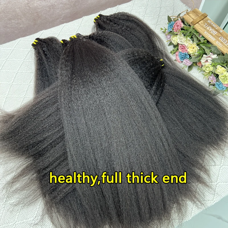 100% Human Hair Double Drawn Kinky Straight Bundles Vietnamese Hair Extensions Yaki Straight Raw Virgin Weave Bundles Human Hair