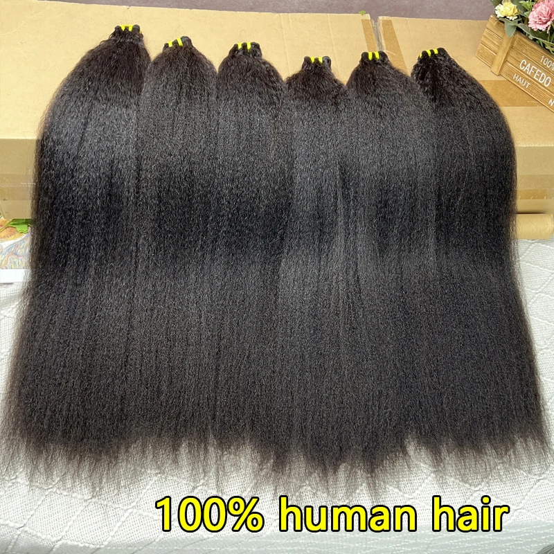 100% Human Hair Double Drawn Kinky Straight Bundles Vietnamese Hair Extensions Yaki Straight Raw Virgin Weave Bundles Human Hair