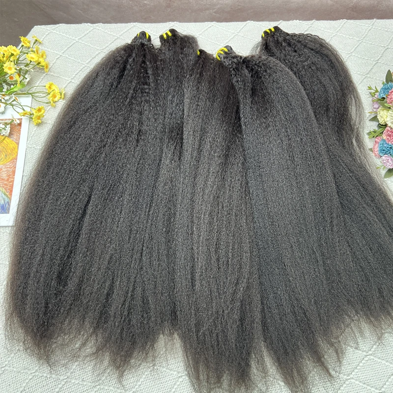 100% Human Hair Double Drawn Kinky Straight Bundles Vietnamese Hair Extensions Yaki Straight Raw Virgin Weave Bundles Human Hair