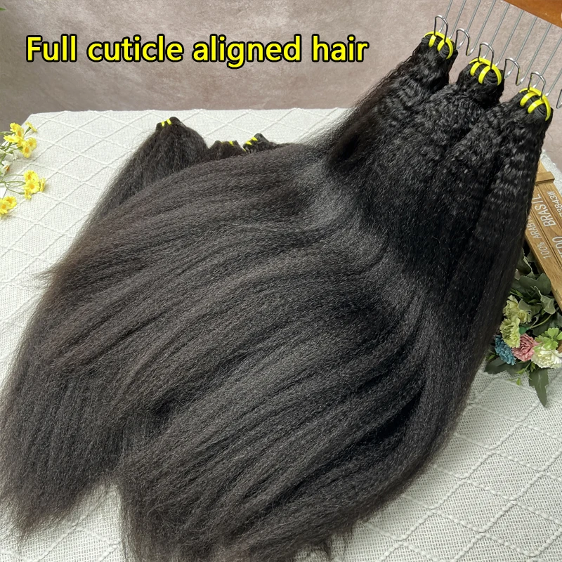 100% Human Hair Double Drawn Kinky Straight Bundles Vietnamese Hair Extensions Yaki Straight Raw Virgin Weave Bundles Human Hair