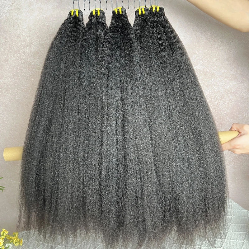 100% Human Hair Double Drawn Kinky Straight Bundles Vietnamese Hair Extensions Yaki Straight Raw Virgin Weave Bundles Human Hair