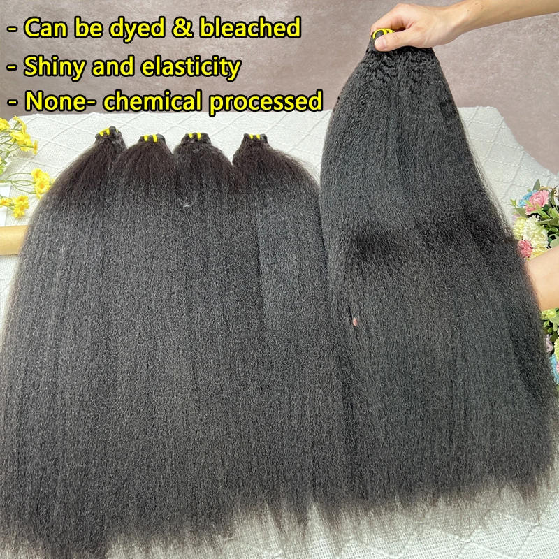 100% Human Hair Double Drawn Kinky Straight Bundles Vietnamese Hair Extensions Yaki Straight Raw Virgin Weave Bundles Human Hair