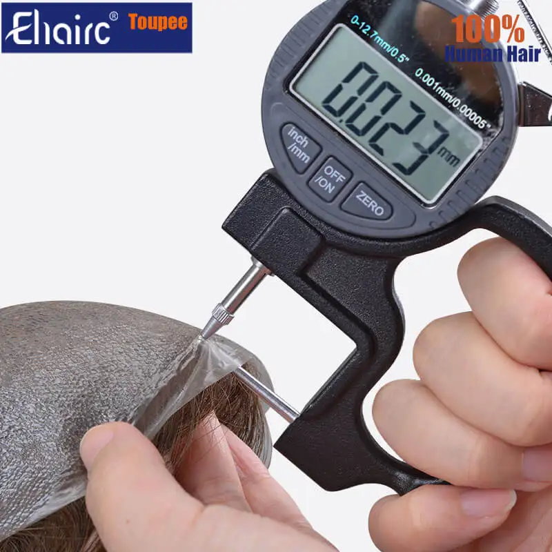 0.02-0.03MM Toupee Men Truly Ultra-Thin Microskin Male Hair Prosthesis Premier Toupee for Men Men's Wig 100% Human Hair System
