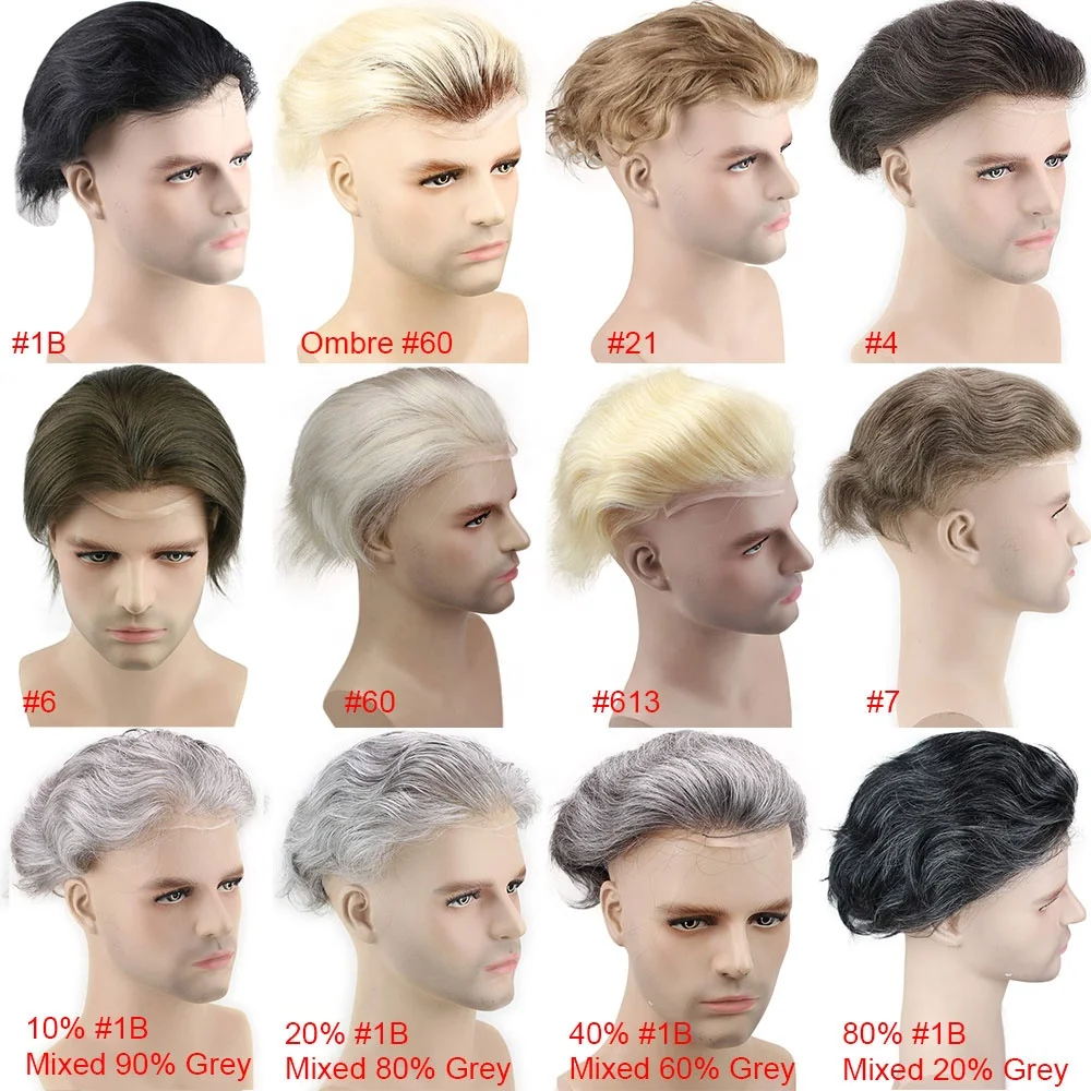 5X7 Lace Closure Remy Human Hair Wigs for Women/Men Hair Topper Swiss Lace with PU Base 9-10 Inch Hair Replacement System