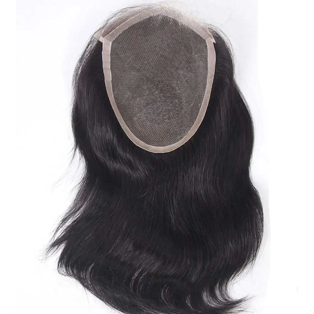 5X7 Lace Closure Remy Human Hair Wigs for Women/Men Hair Topper Swiss Lace with PU Base 9-10 Inch Hair Replacement System