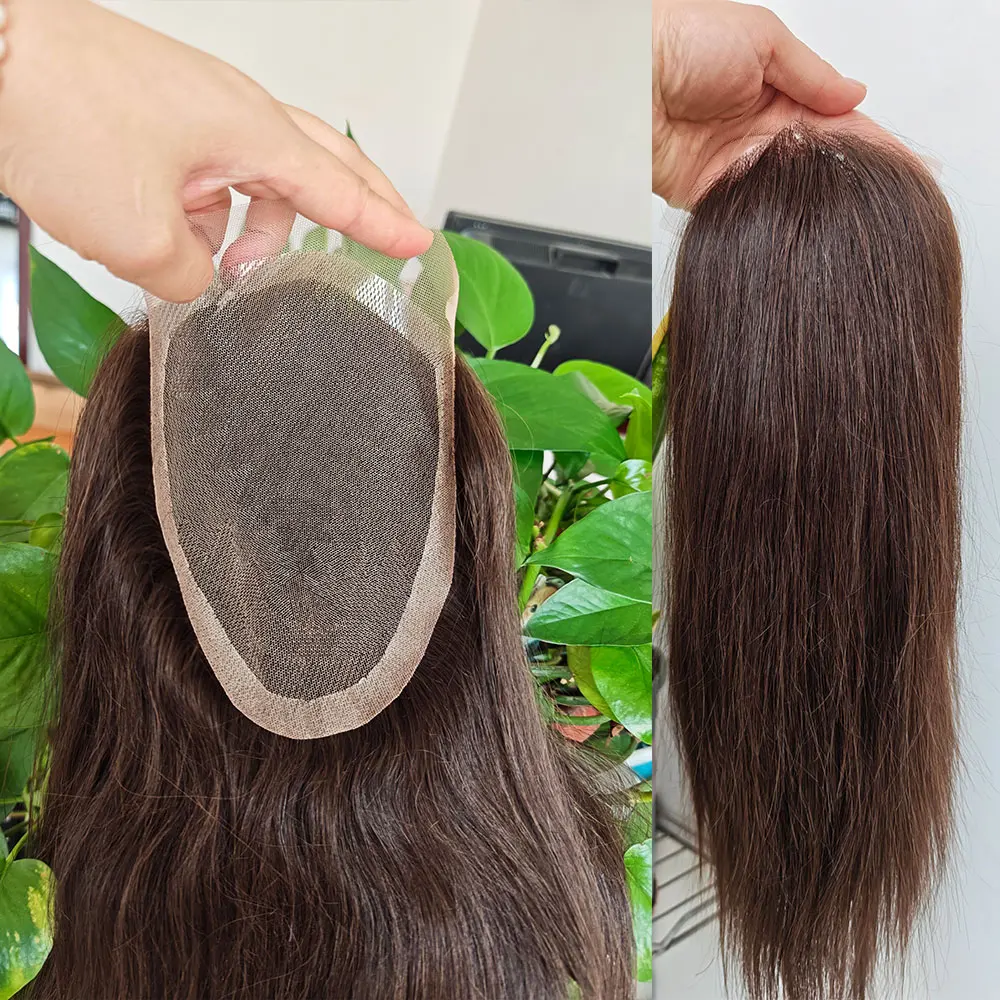 5X7 Lace Closure Remy Human Hair Wigs for Women/Men Hair Topper Swiss Lace with PU Base 9-10 Inch Hair Replacement System