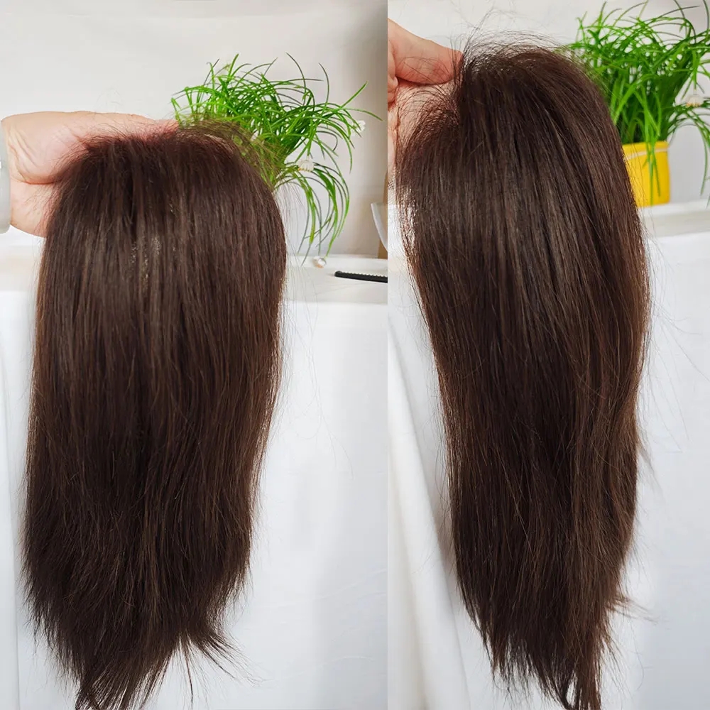 5X7 Lace Closure Remy Human Hair Wigs for Women/Men Hair Topper Swiss Lace with PU Base 9-10 Inch Hair Replacement System
