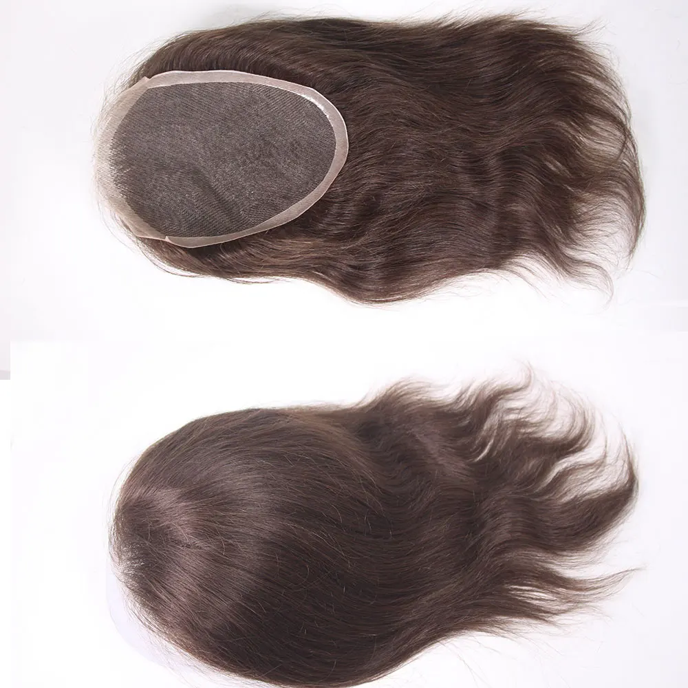 5X7 Lace Closure Remy Human Hair Wigs for Women/Men Hair Topper Swiss Lace with PU Base 9-10 Inch Hair Replacement System