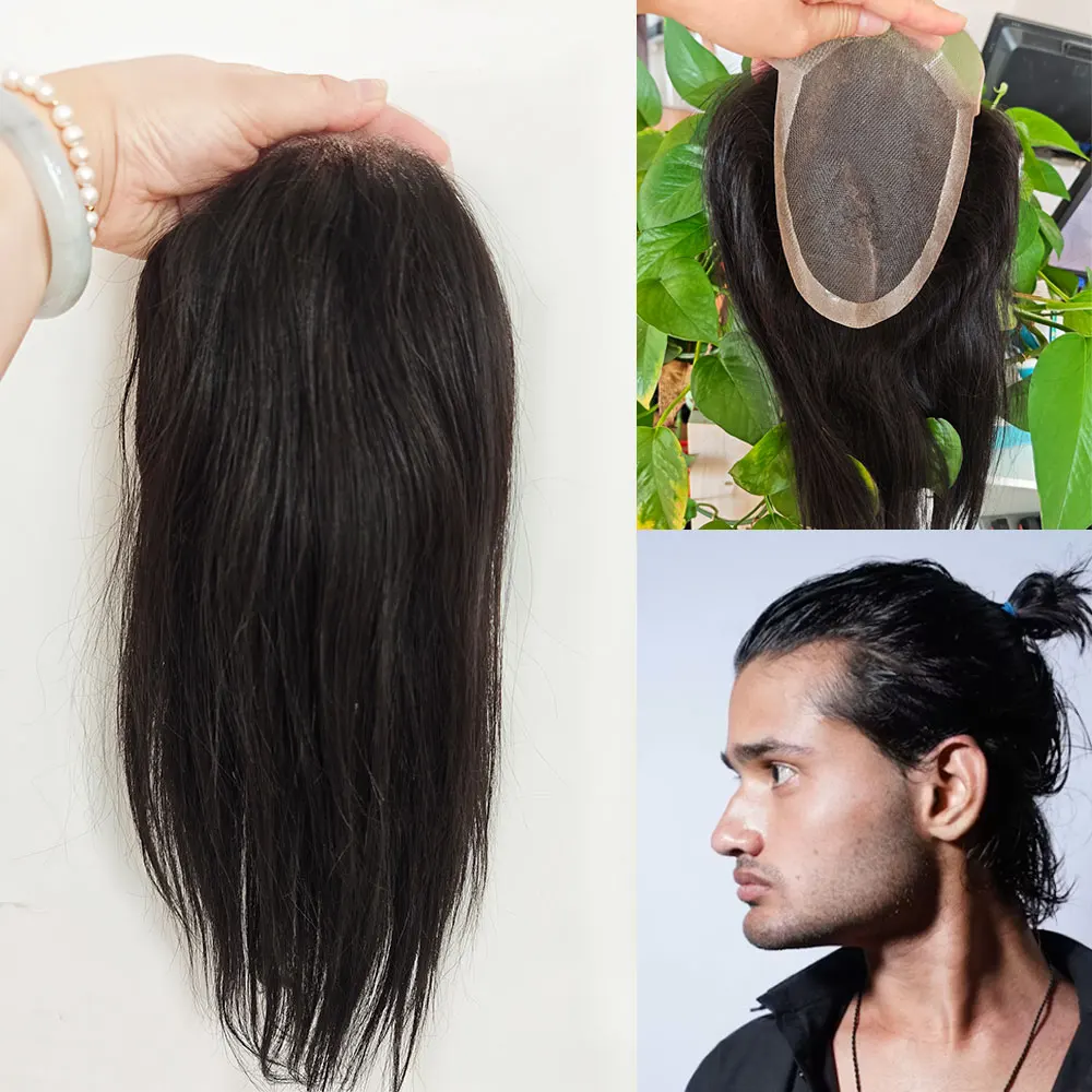 5X7 Lace Closure Remy Human Hair Wigs for Women/Men Hair Topper Swiss Lace with PU Base 9-10 Inch Hair Replacement System