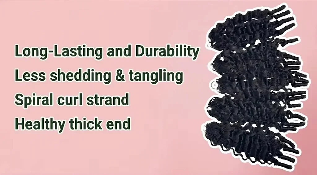 5Pcs/300G Burmese Curl Feather Crochet 100% Human Hair 16A 16-20 Inch Invisible Knotless Feather Crochet Hair Extensions, Natural Black Curly Braiding Hair for Women