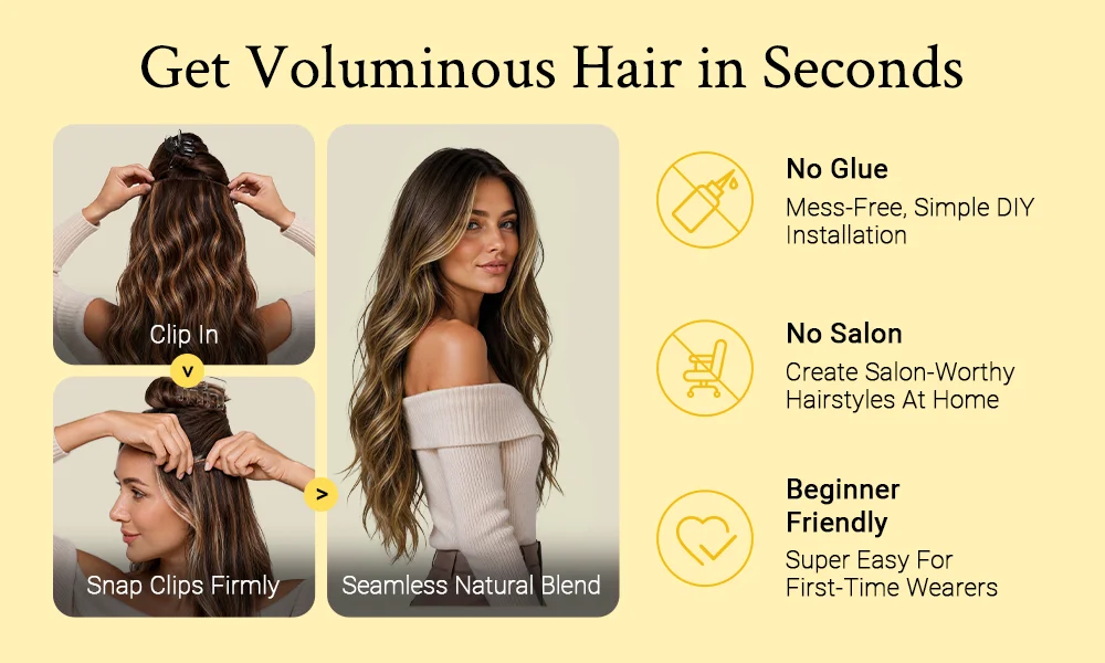 Sunmofavo Seamless PU Clip in Hair Extensions Remy Human Hair Thick Real Hair Extensions Straight Invisible Natural Extensions