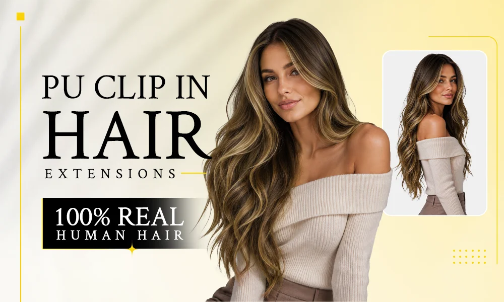 Sunmofavo Seamless PU Clip in Hair Extensions Remy Human Hair Thick Real Hair Extensions Straight Invisible Natural Extensions