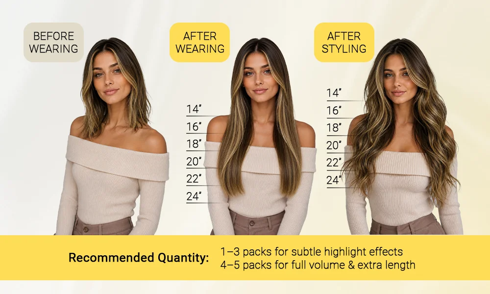 Sunmofavo Seamless PU Clip in Hair Extensions Remy Human Hair Thick Real Hair Extensions Straight Invisible Natural Extensions
