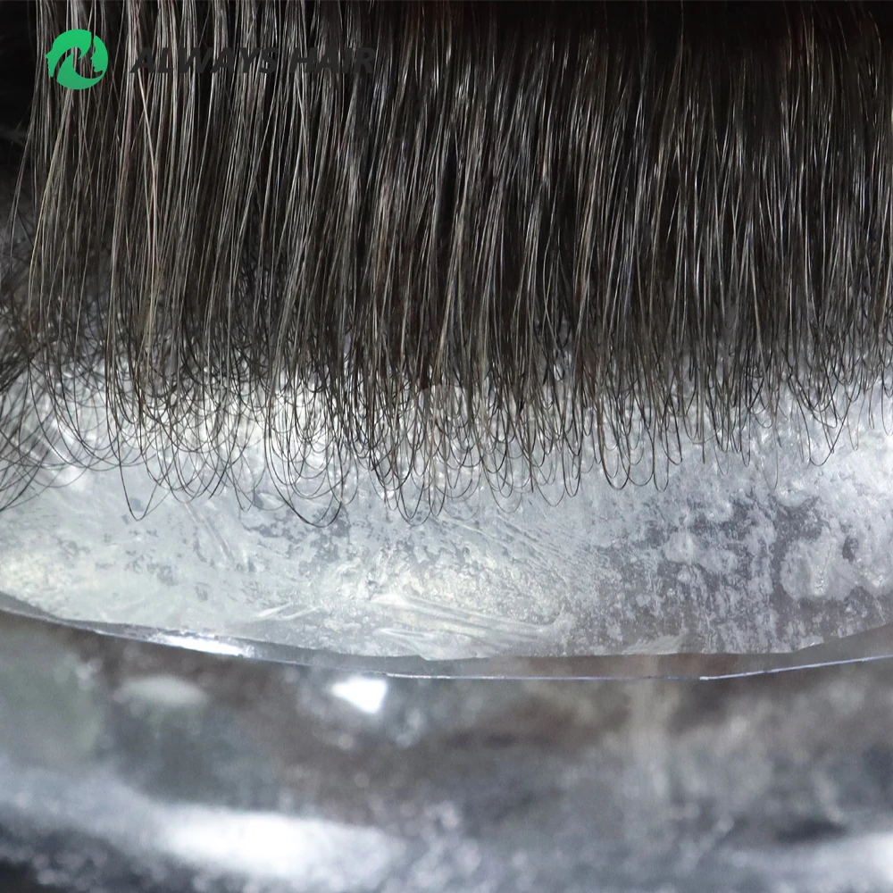 NG - Super Thin Skin 0.02-0.03 mm Men Toupee Natural Hairline Indian Human Hair Wig Man Capillary Prosthesis Mans' Hair