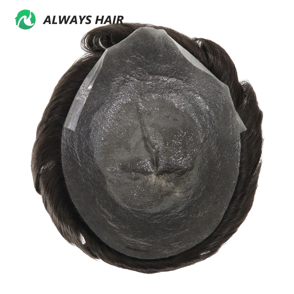 NG - Super Thin Skin 0.02-0.03 mm Men Toupee Natural Hairline Indian Human Hair Wig Man Capillary Prosthesis Mans' Hair
