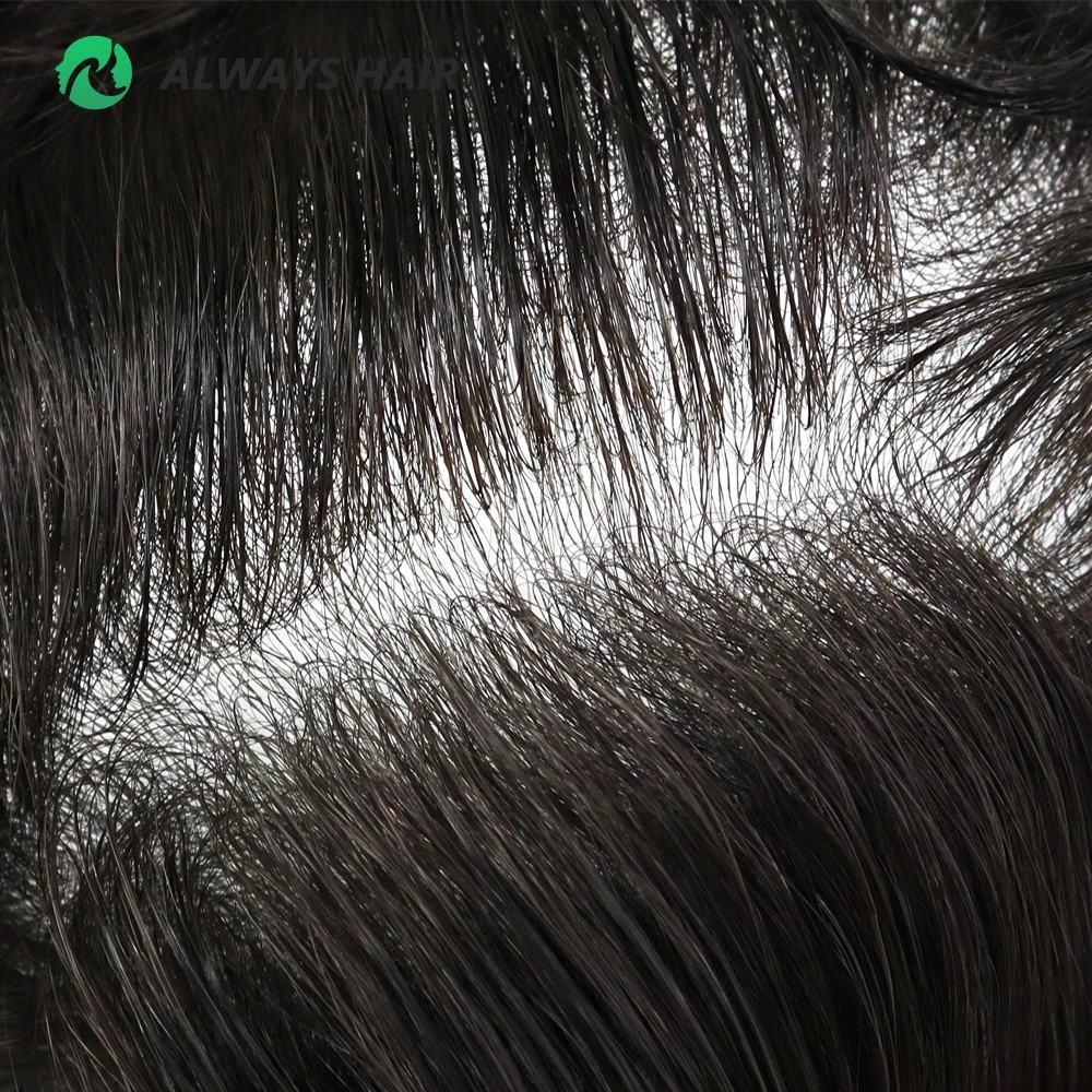 NG - Super Thin Skin 0.02-0.03 mm Men Toupee Natural Hairline Indian Human Hair Wig Man Capillary Prosthesis Mans' Hair