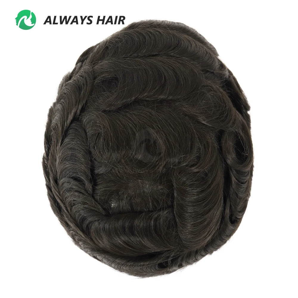 NG - Super Thin Skin 0.02-0.03 mm Men Toupee Natural Hairline Indian Human Hair Wig Man Capillary Prosthesis Mans' Hair