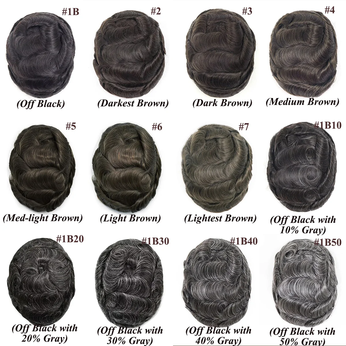 Men‘s Toupee Real Human Hair Hairpiece Injection Thin Skin Invisible Hair Replacement System PU Capillary Prosthesis Hair System