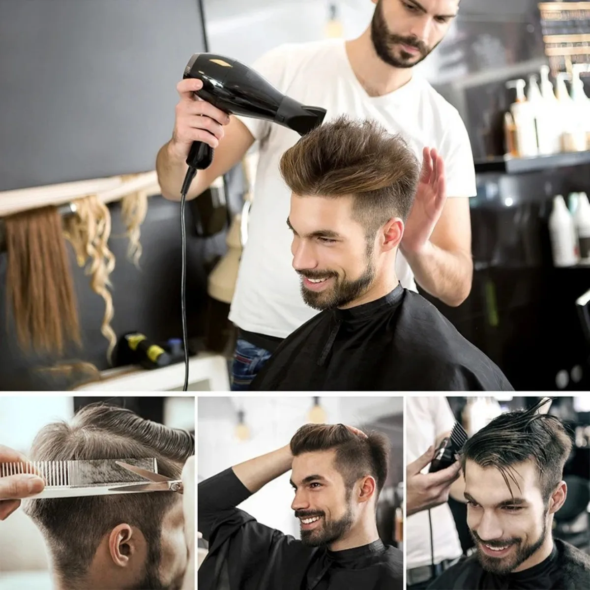 Men‘s Toupee Real Human Hair Hairpiece Injection Thin Skin Invisible Hair Replacement System PU Capillary Prosthesis Hair System