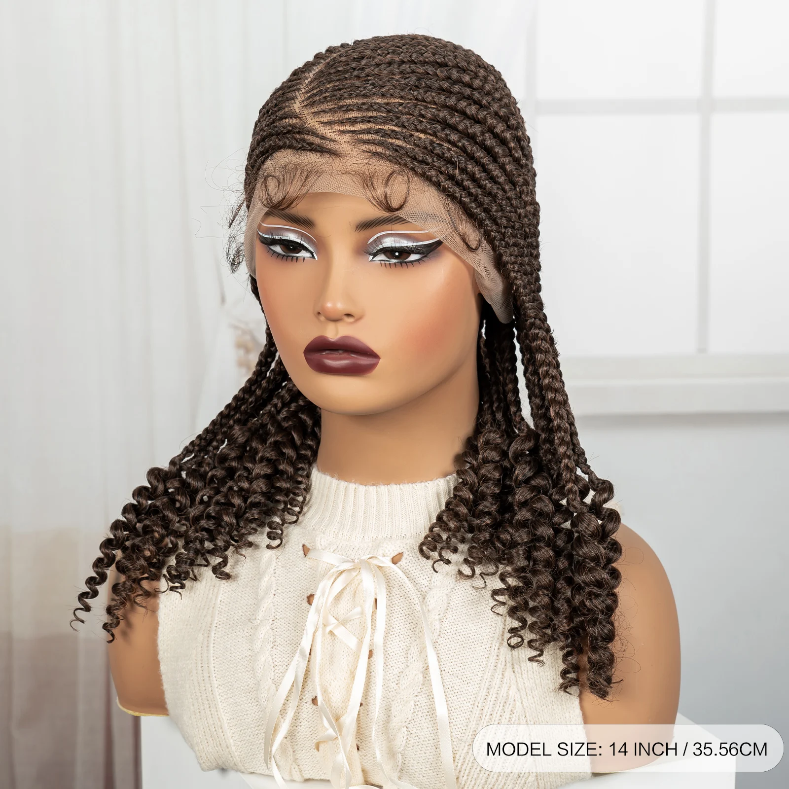 Short Ombre Cornrow Braided Wigs 14inch Synthetic Full Lace Kontless Braided Wigs Lace Frontal Braided Lace Wigs for Black Women