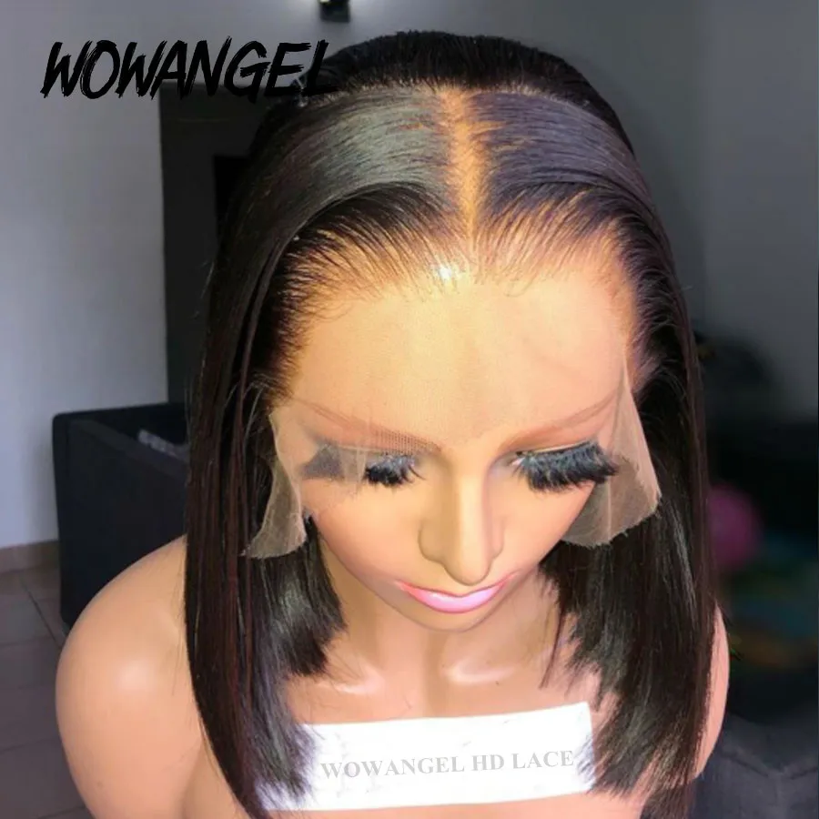 Wow Angel SKINLIKE Real HD Lace Front Wigs Short Bob Wig Blunt Cut Wig 13x4 HD Lace Frontal Human Hair Wigs Pre Plucked Glueless